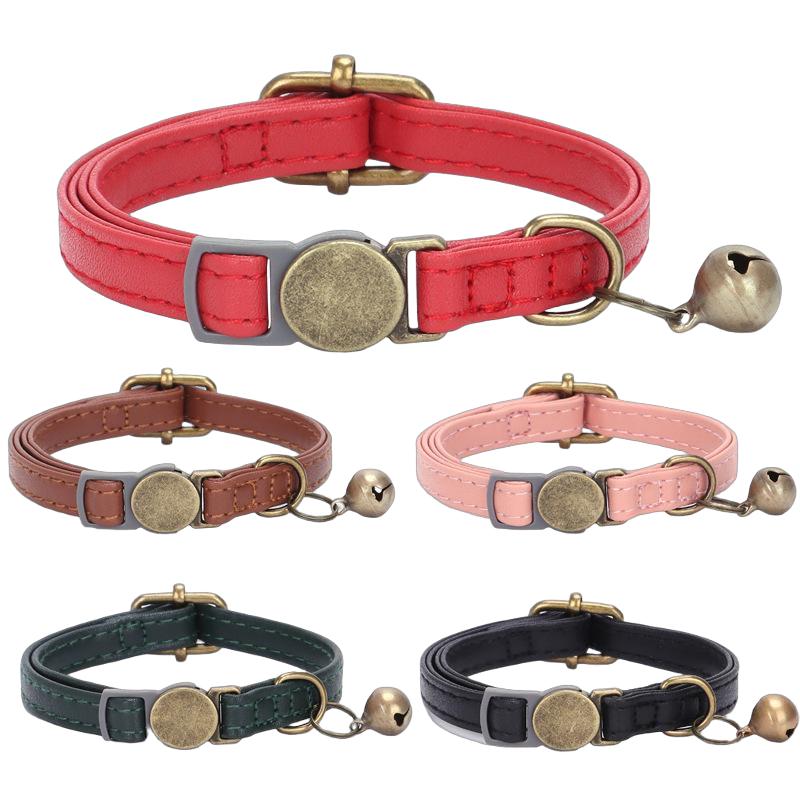 Wear resistant leather cat collar