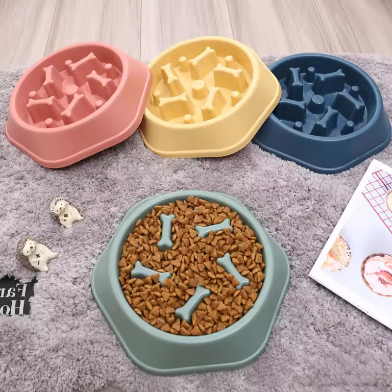 Multi-colors Slow Feeder Dog Bowl Bone Design