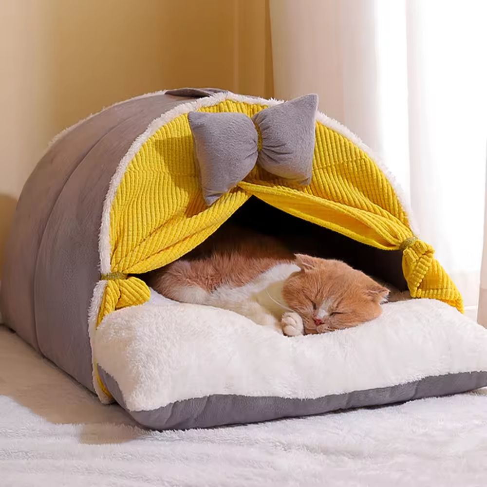 Indoor Luxury Soft Warm Plush Pet Cat Bed House