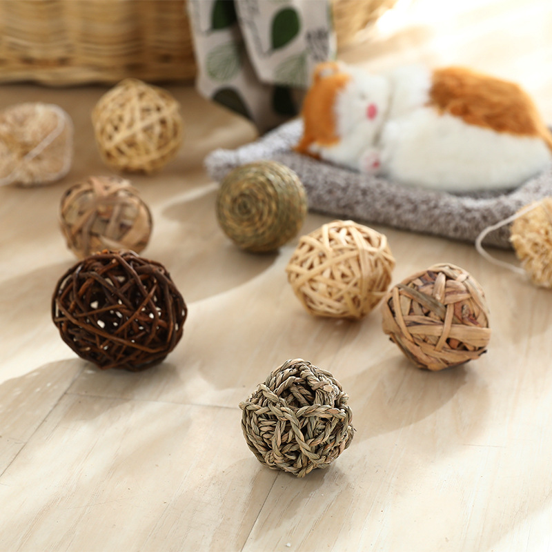 Straw rattan bird toy ball
